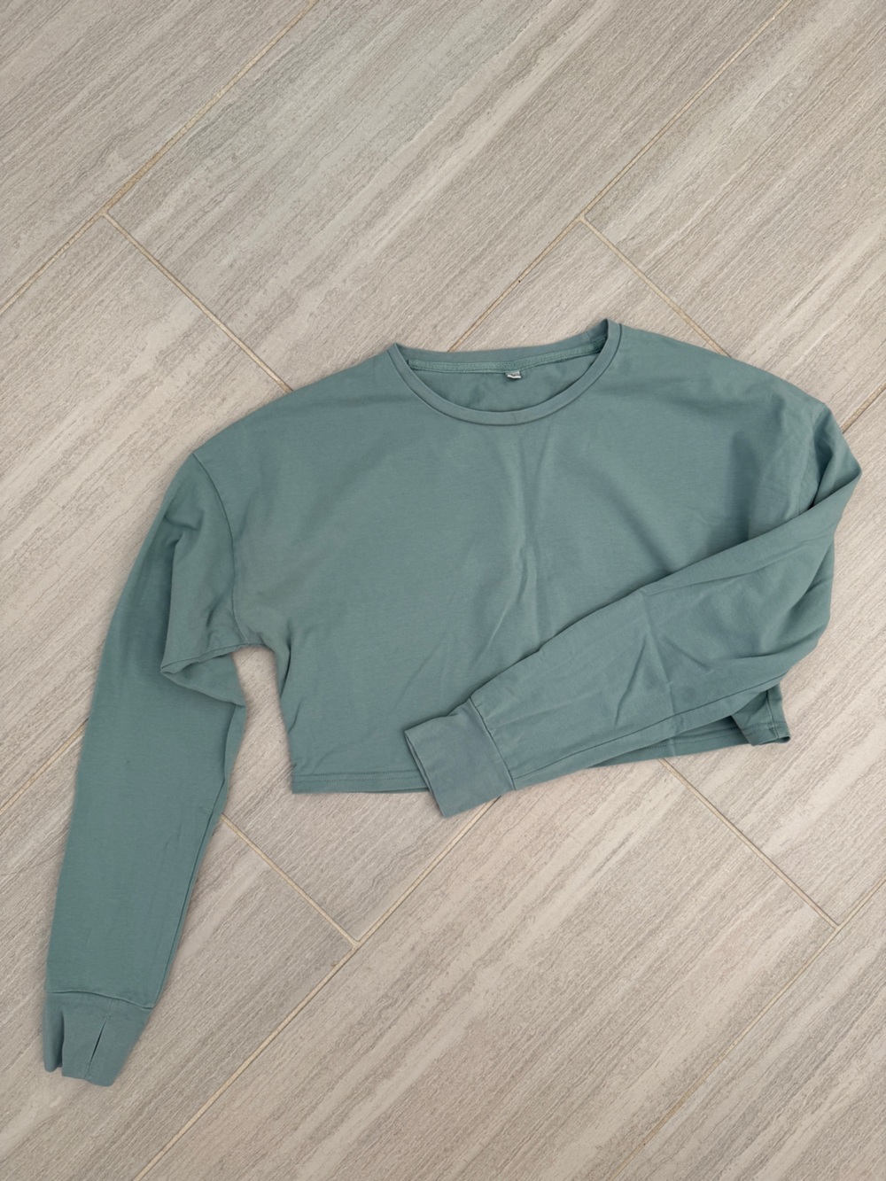 Amazon Women's Sage Green Long Sleeve Crop Top